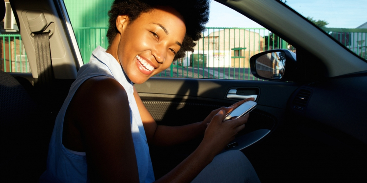 woman in car