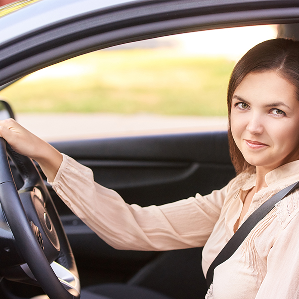 woman in car