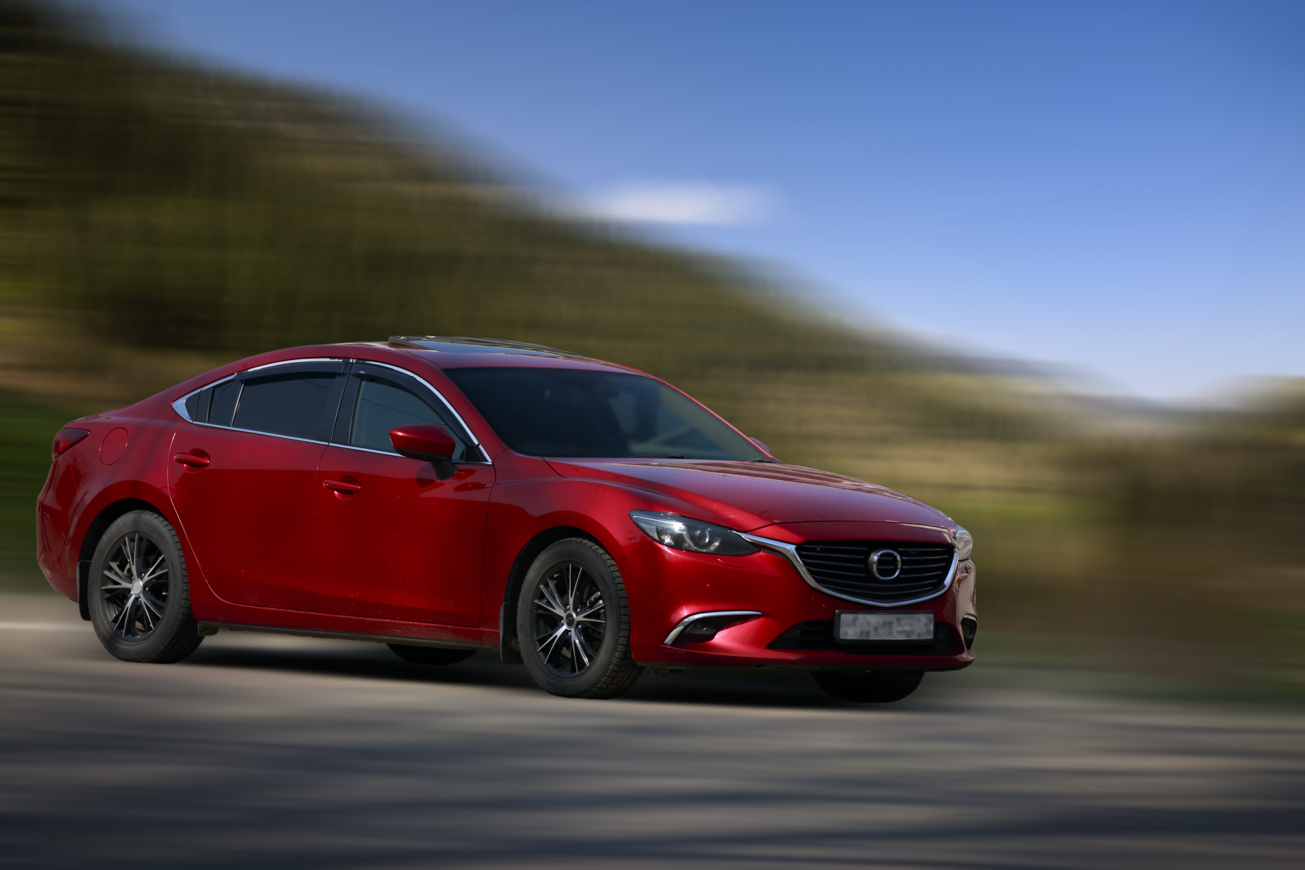 red car speeding